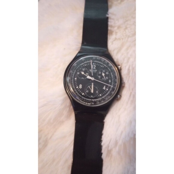 Vintage Swatch Watch 1994 Chrono Black 516 Works Y2K RARE 22 JEWELS Movement - Picture 1 of 7